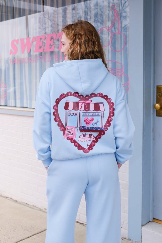 Best Friends Cafe Crop Graphic Hoodie Hoodie mure + grand 