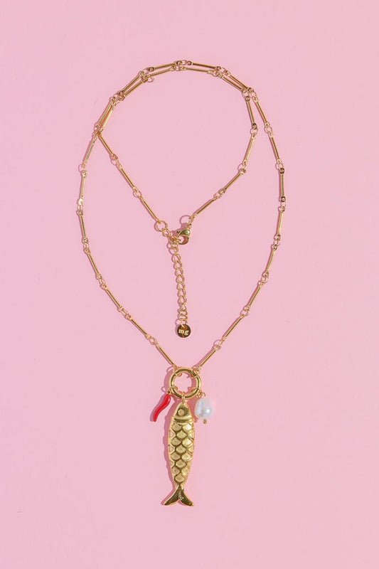 Fish + Chili Triple Charm Necklaces Necklaces mure + grand 