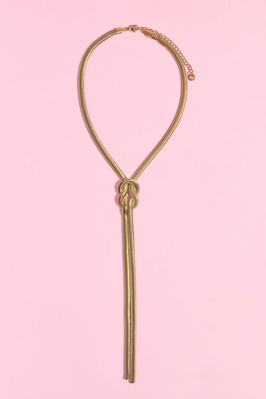 Knotted Y Shaped Necklace Necklaces mure + grand Gold 