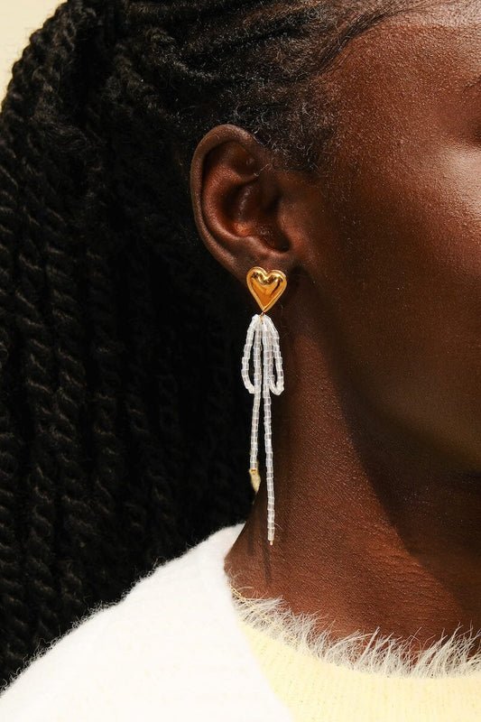 Lovely Bow with Beads Statement Earring Earrings mure + grand 