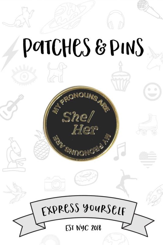 She/Her Enamel Pin Enamel Pin Patches & Pins 
