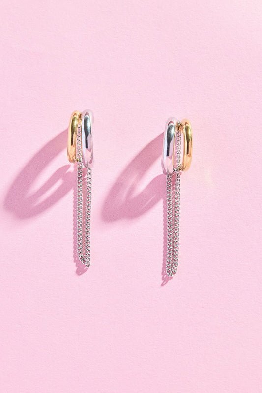 Two Toned Tassel Hoop Earrings Earrings mure + grand 